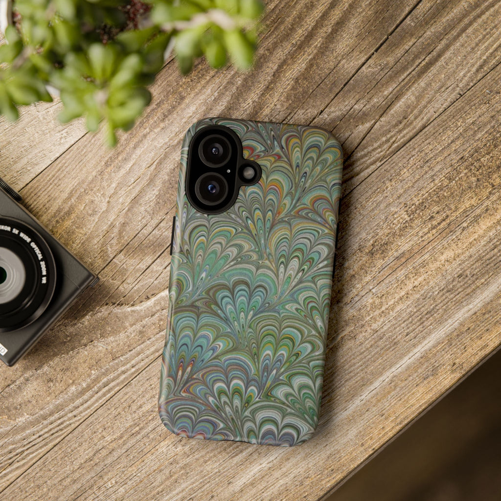 Green Peacock Marbled Phone Case — "Tough Cases" Ultra-Tough Protective Cover