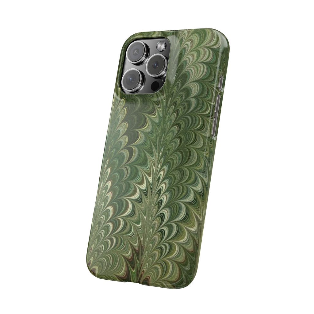Deep Green Cheveron Marbled Phone Case - Single Layer Slim Case
