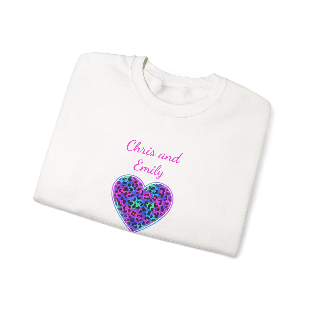 Personalized Heart Crewneck Sweatshirt - Customizable Couple Pullover