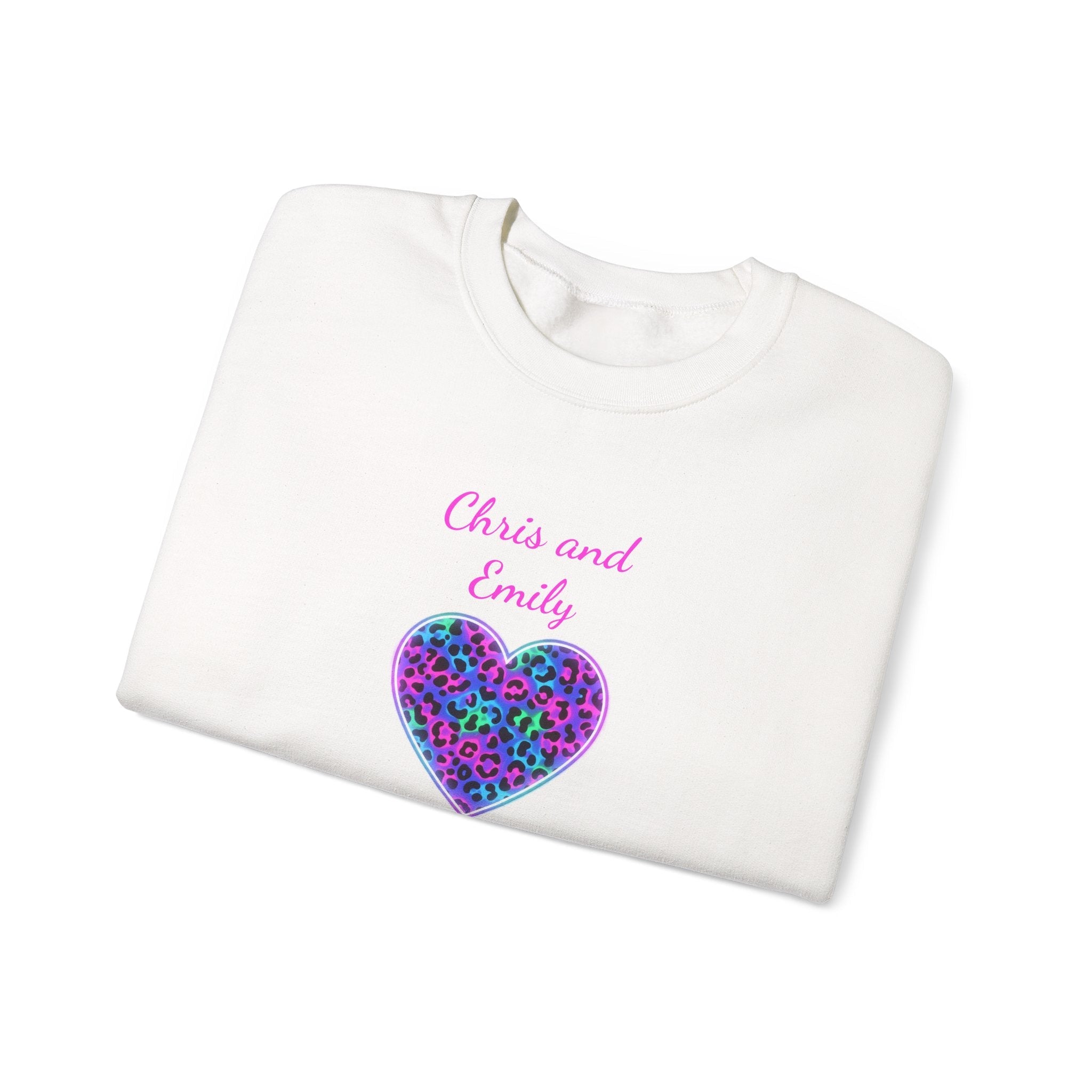 Personalized Heart Crewneck Sweatshirt - Customizable Couple Pullover