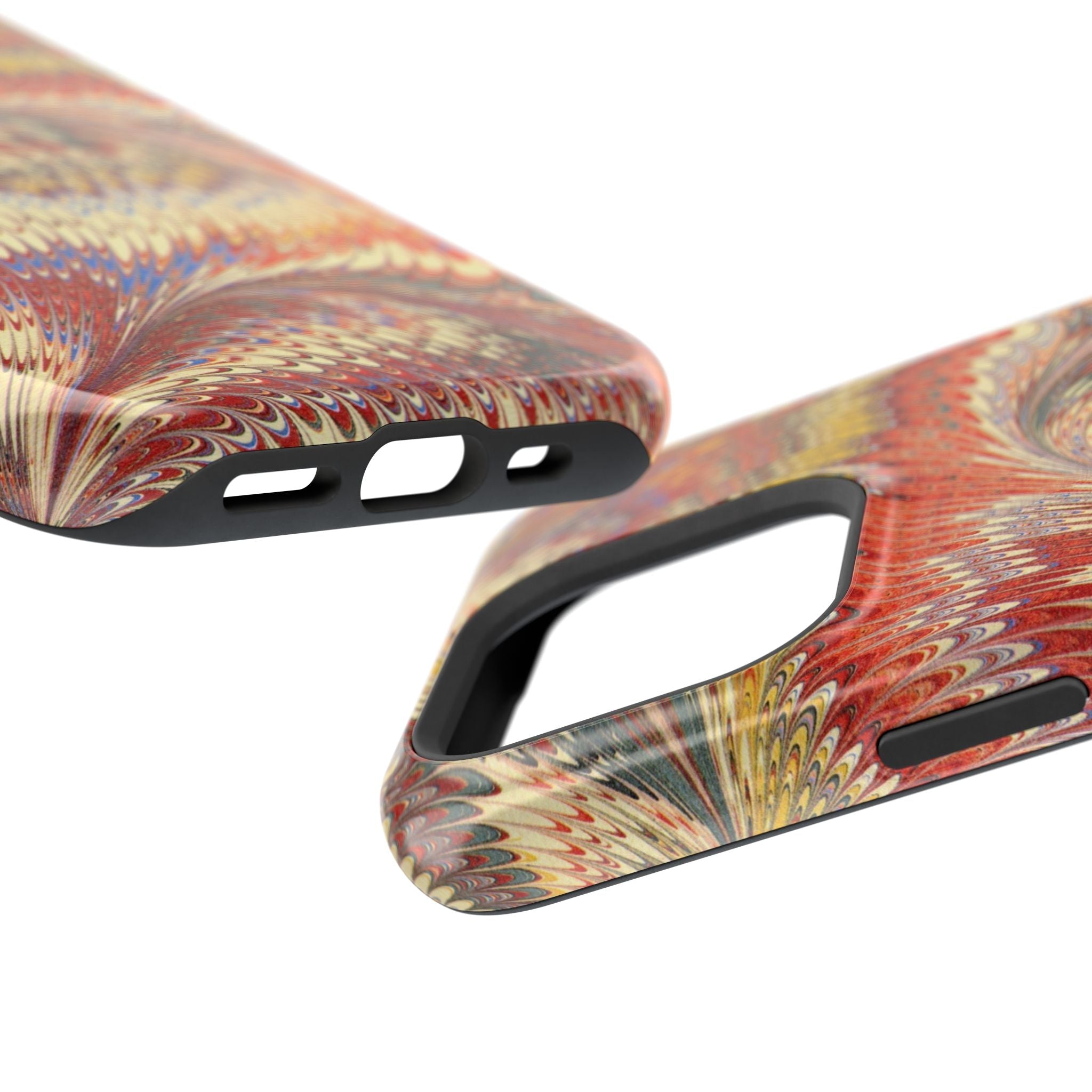 Rust, Orange + Gold Italian Marbled Design Phone Cover Magnetic MAG SAFE