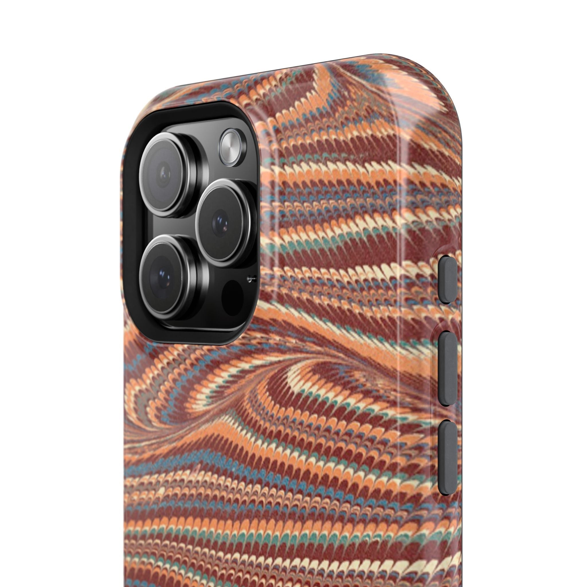 Neutrals Burgundy, Beige, Rust Hues Italian Vintage Marble Design Phone Case for Apple + Samsung
