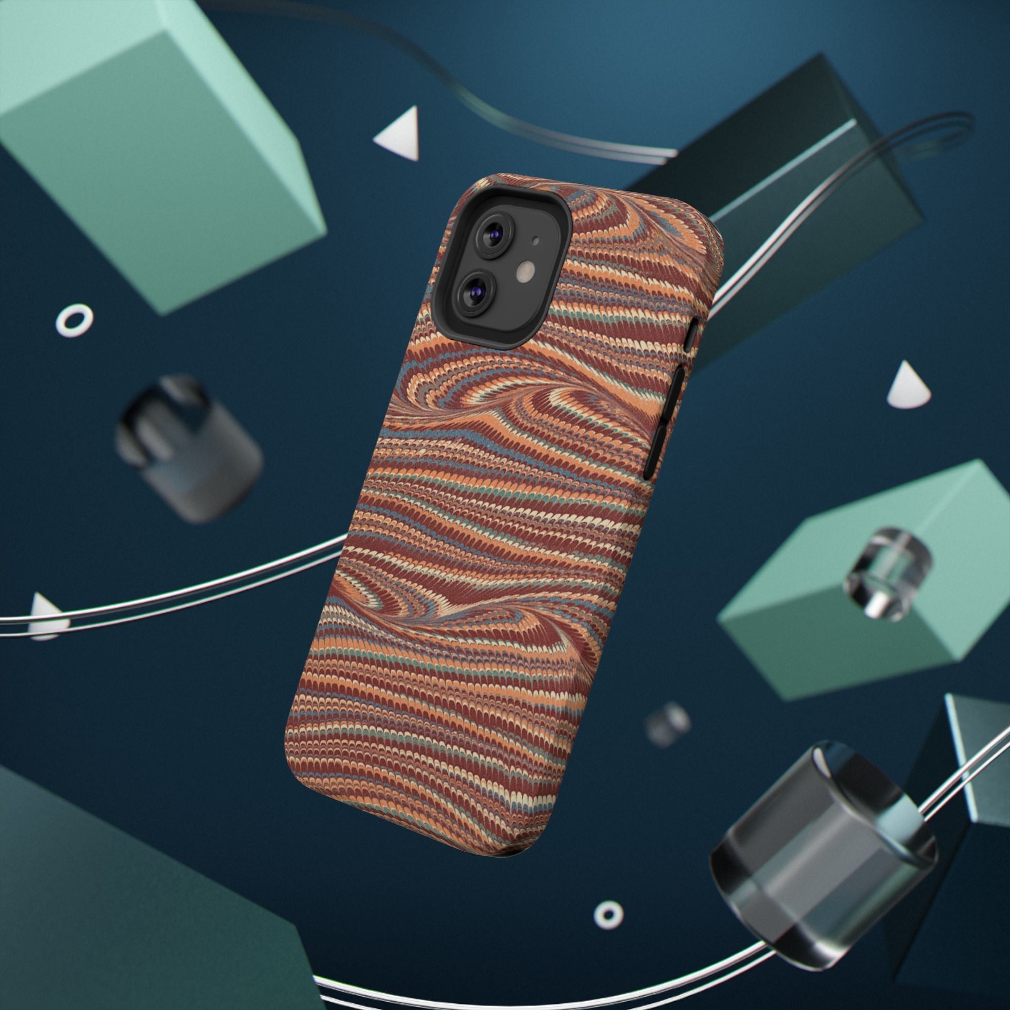 Neutrals Burgundy, Beige, Rust Hues Italian Vintage Marble Design Phone Case for Apple + Samsung