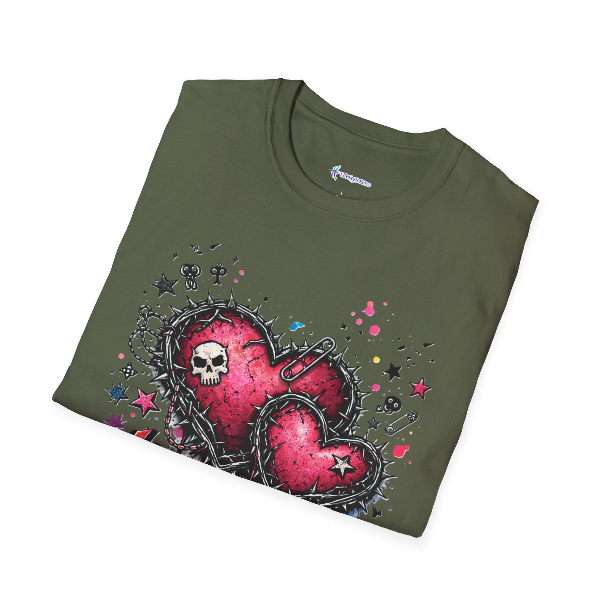 Punk Rock Valentines T-Shirt - Hearts & Skulls Graphic
