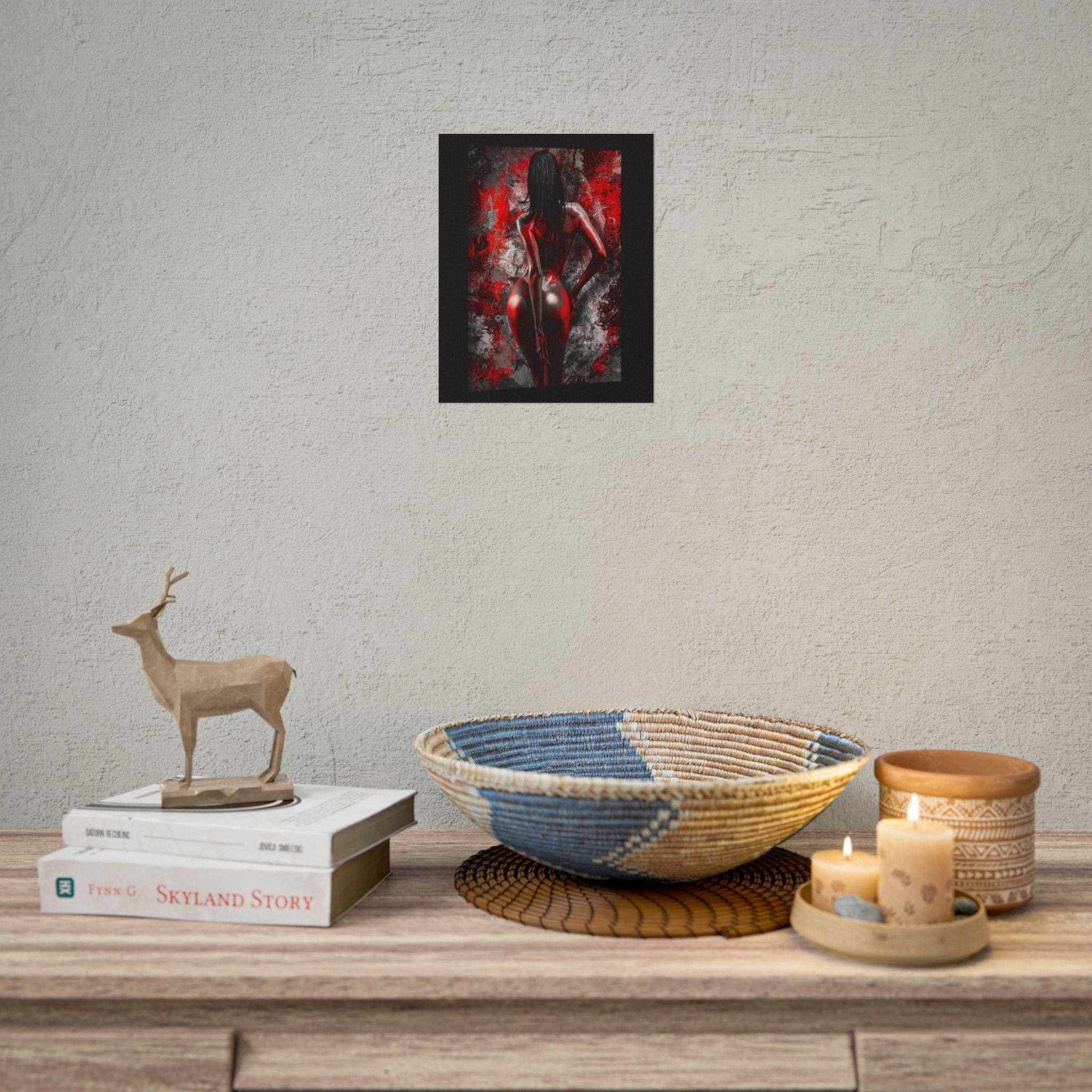 Rolled Poster — Red Noir Female Silhouette Art Print
