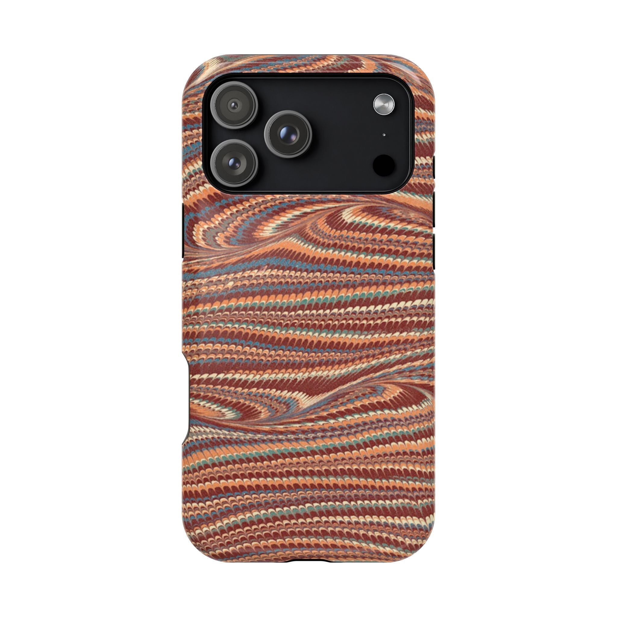 Neutrals Burgundy, Beige, Rust Hues Italian Vintage Marble Design Phone Case for Apple + Samsung