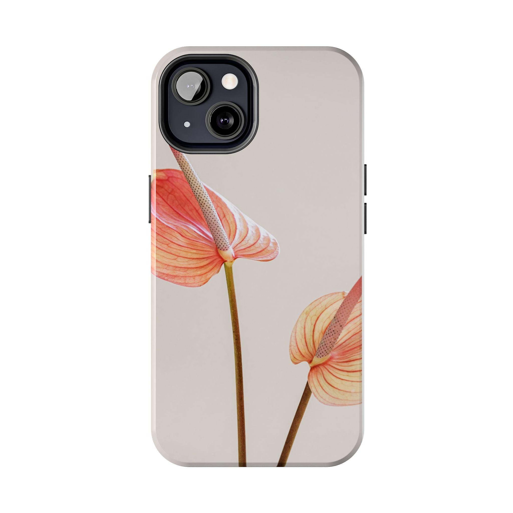 Orange Flower with Leaves Tough Phone Cases
