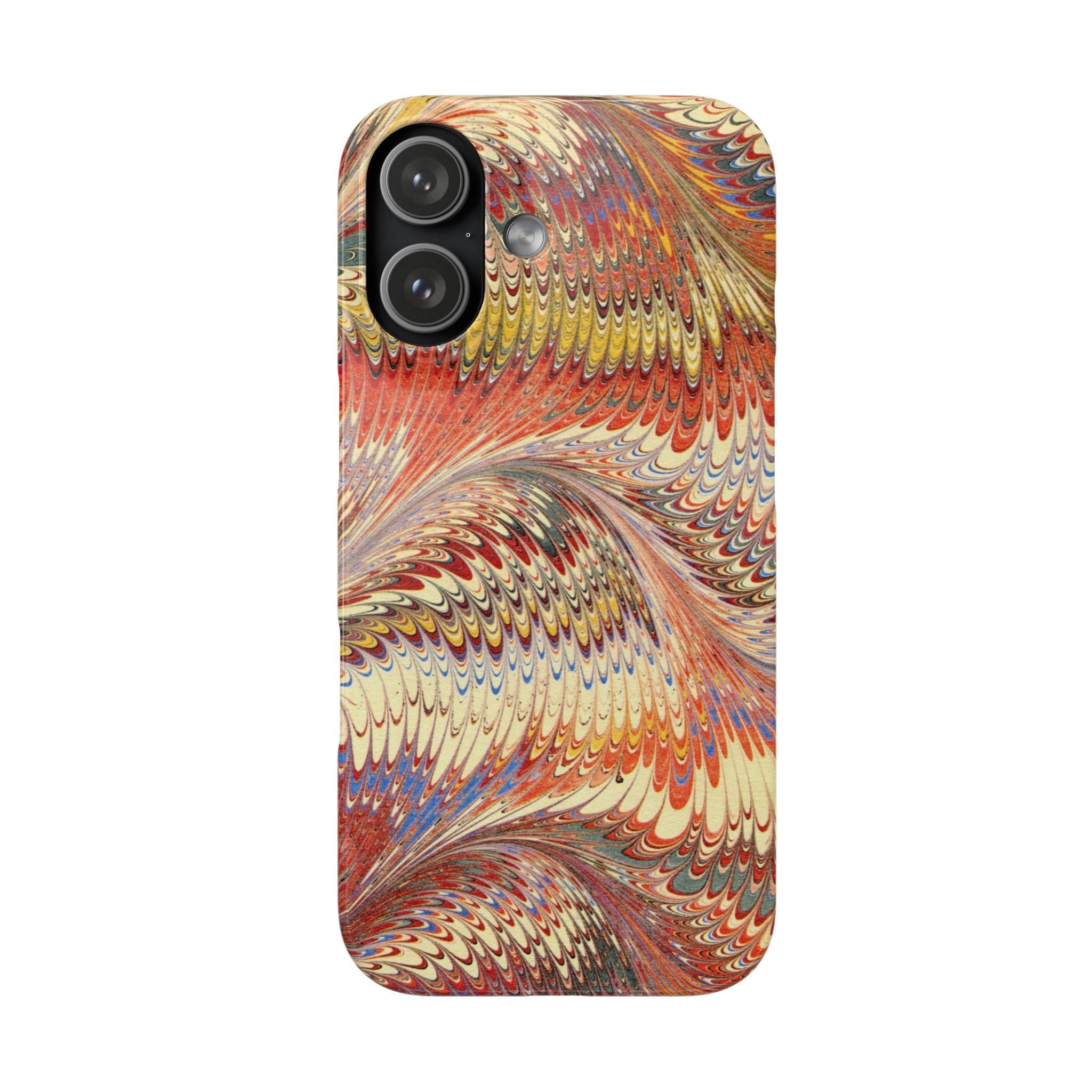 Rust, Orange, Yellow Marbled Swirl - Single Layer Slim Phone Case
