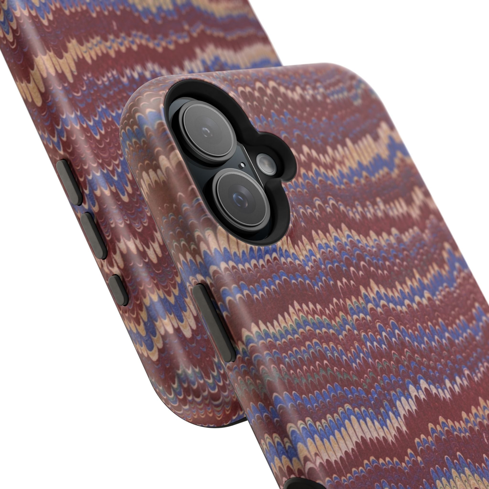 Burgundy and Blue Hues Italian Vintage Marble Design Phone Case for Apple + Samsung
