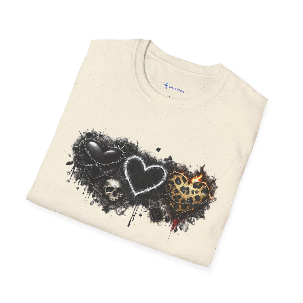 Grungy Hearts and Skulls Graphic T-Shirt