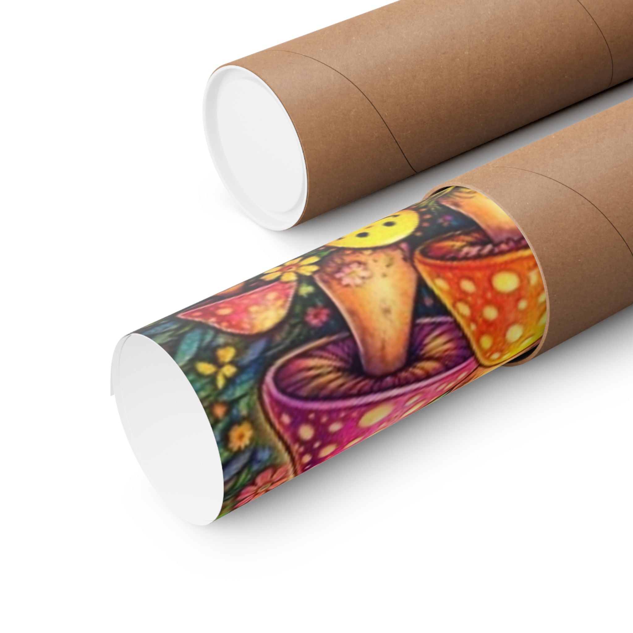 Psychedelic Mushroom Art Poster — Retro Rainbow Peace Wall Print