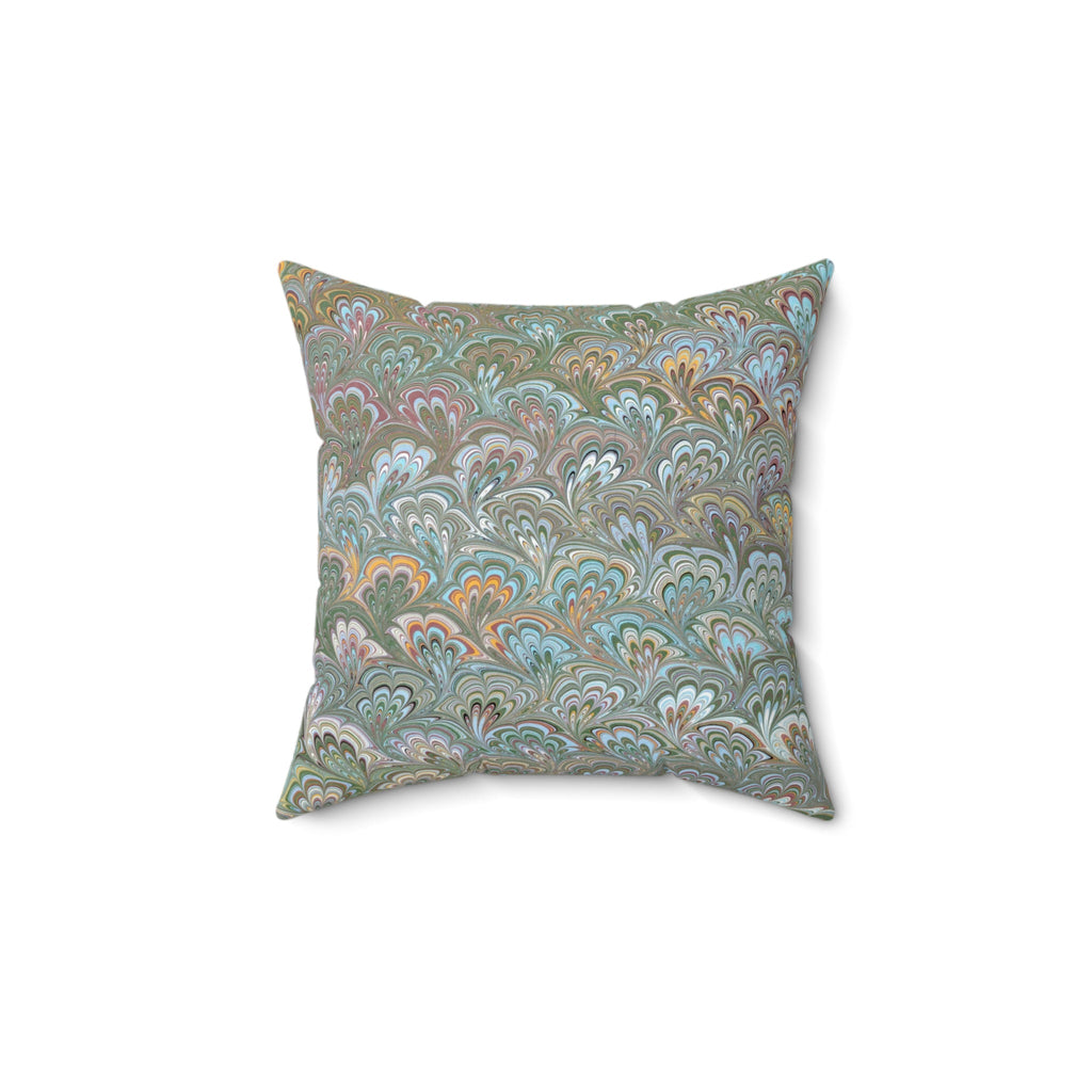 ITALIAN MARBLE Green and Blue Square Pillow includes Pillow, Hidden Zipper