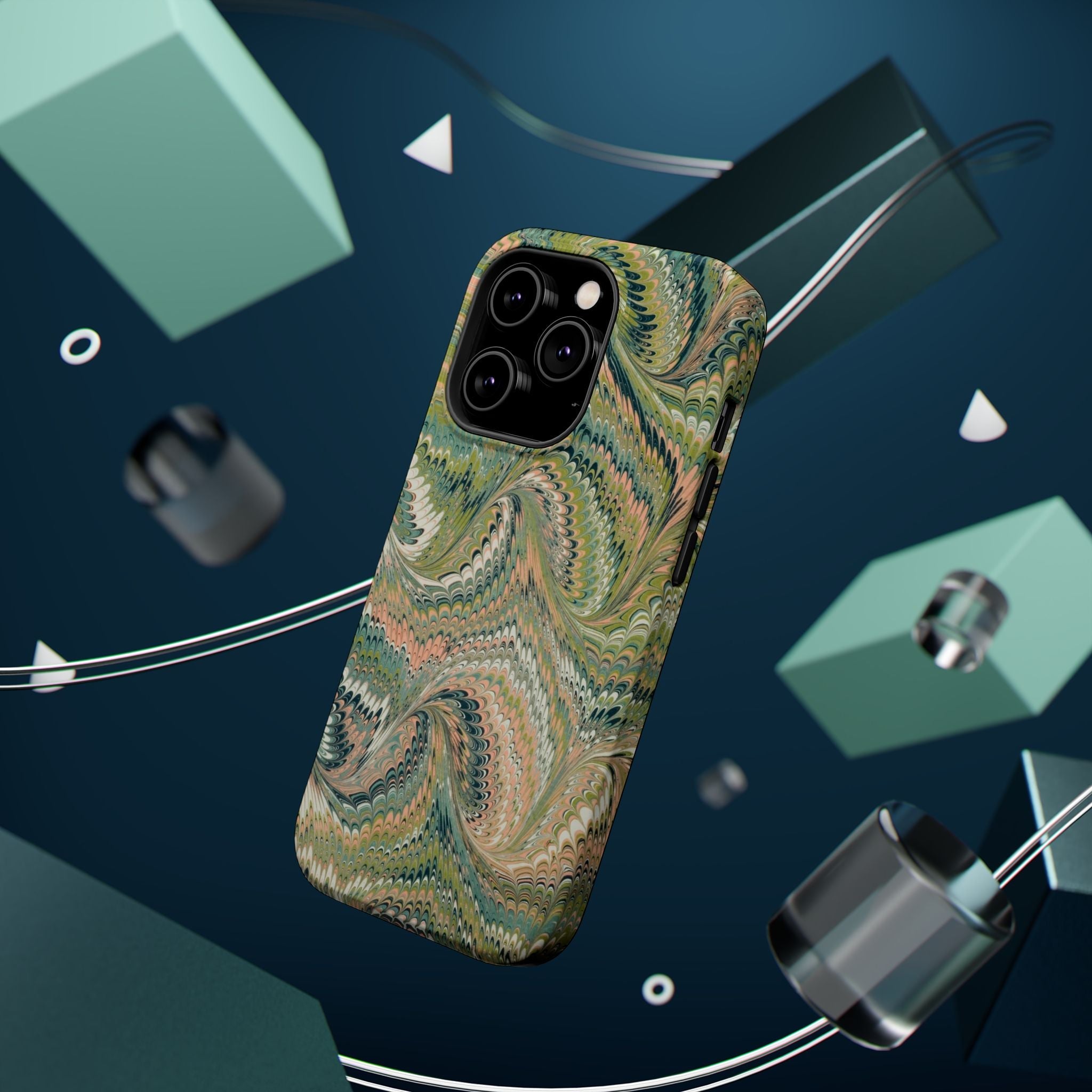 Green Pastel Italian Marble Design Magnetic MAG SAFE High Impact iPhone Cases