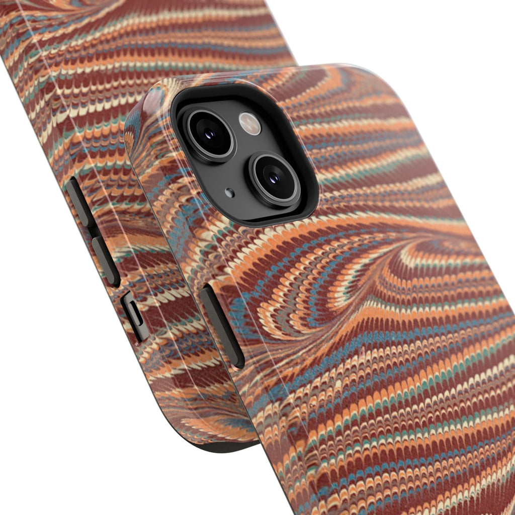 Neutrals Burgundy, Beige, Rust Hues Italian Vintage Marble Design Phone Case for Apple + Samsung