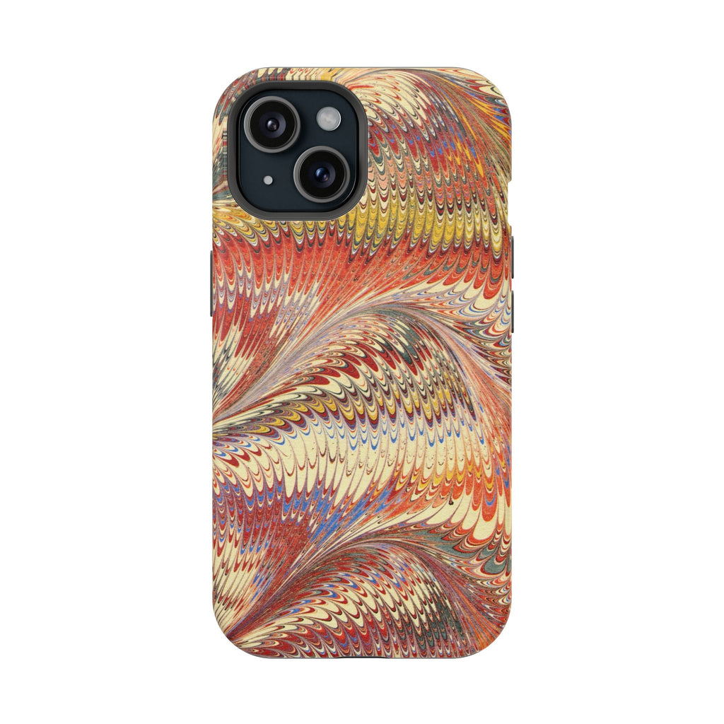 Rust + Gold Italian Marbled Design Magnetic MAG SAFE - Dual Layer Case - Glossy or Matte