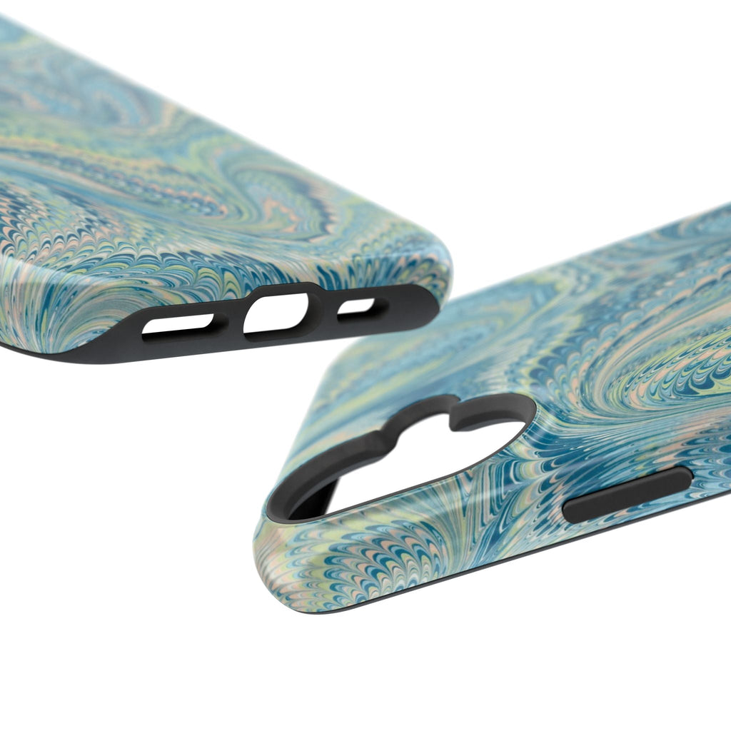 Aqua + Green Marble Phone Case - Impact-Resistant MAG SAFE - Dual Cover Design