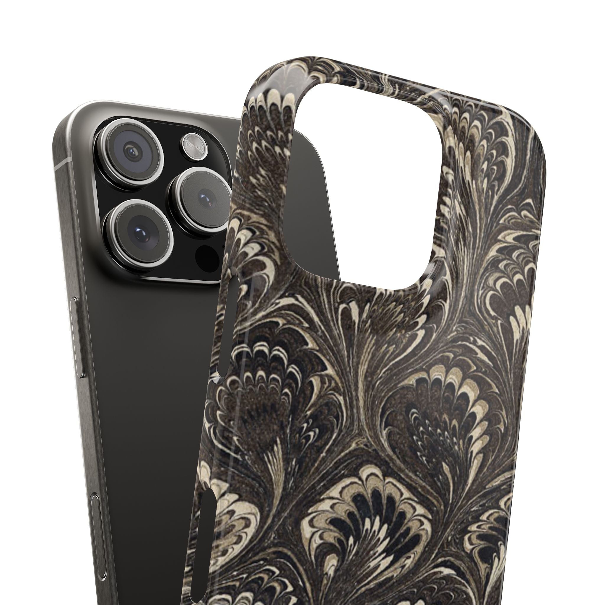 Black Italian Marble Design Slim iPhone 17 + all models Phone Cases