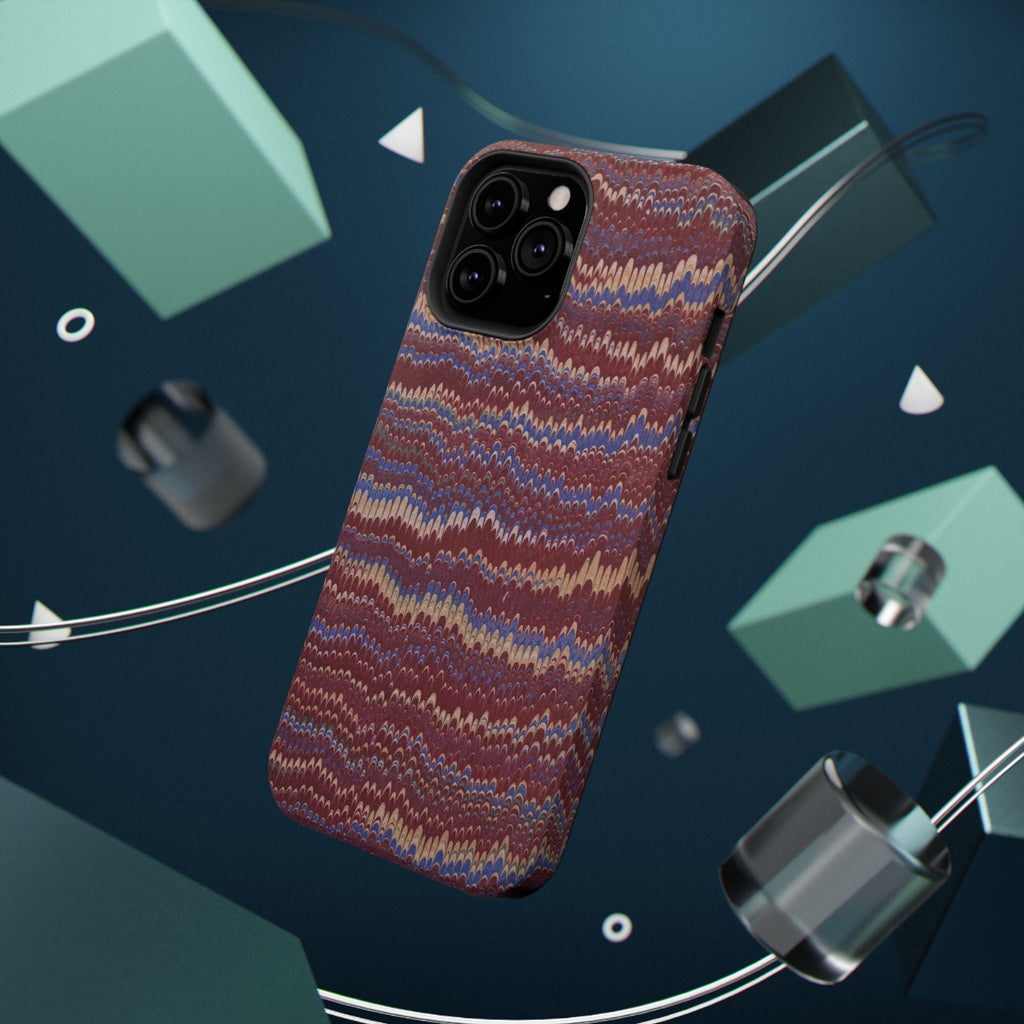 Burgundy and Blue Hues Italian Vintage Marble Design Phone Case for Apple + Samsung