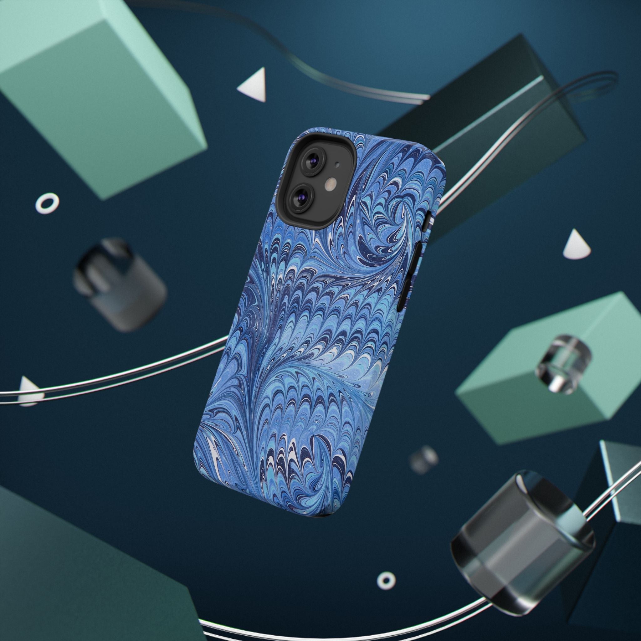 Blue Marbled Swirl Phone Case - Dual Layer Case