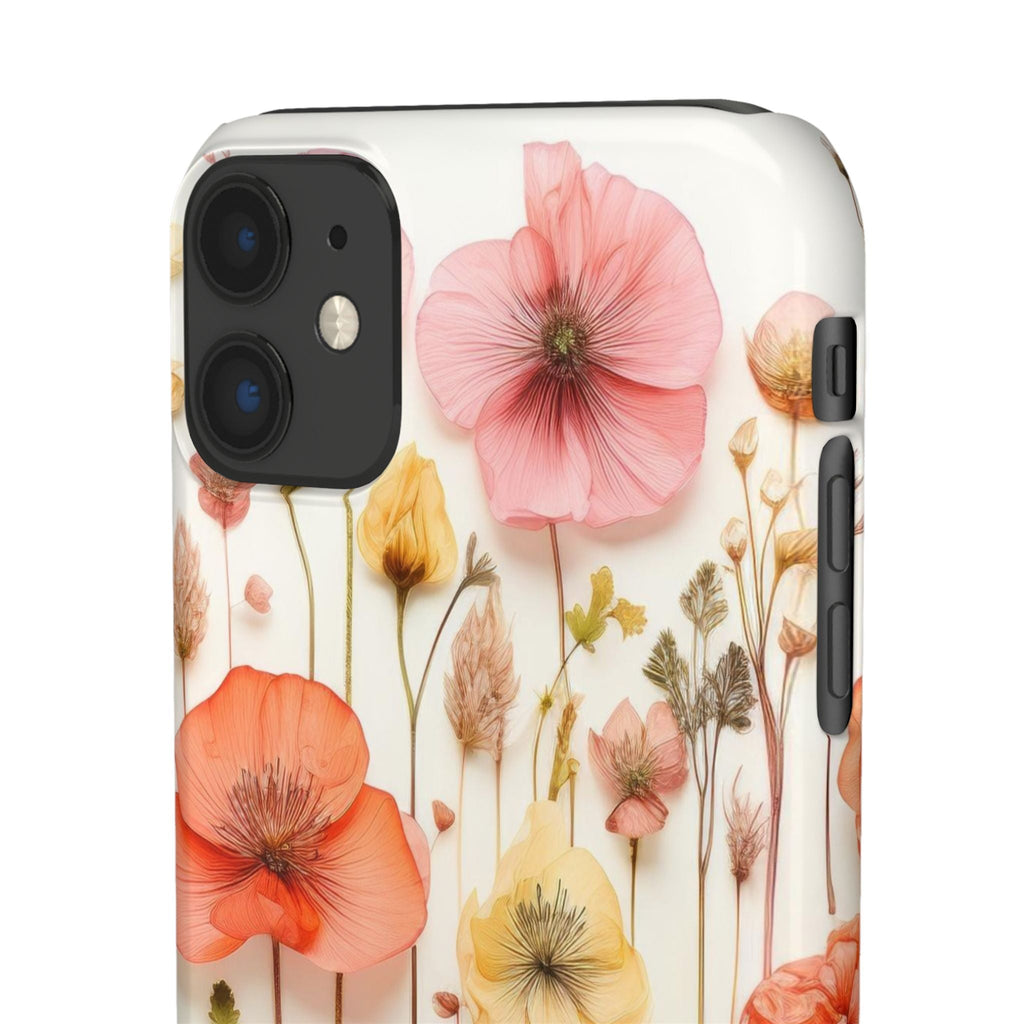 Pink Floral Pressed Flowers - Slim Case