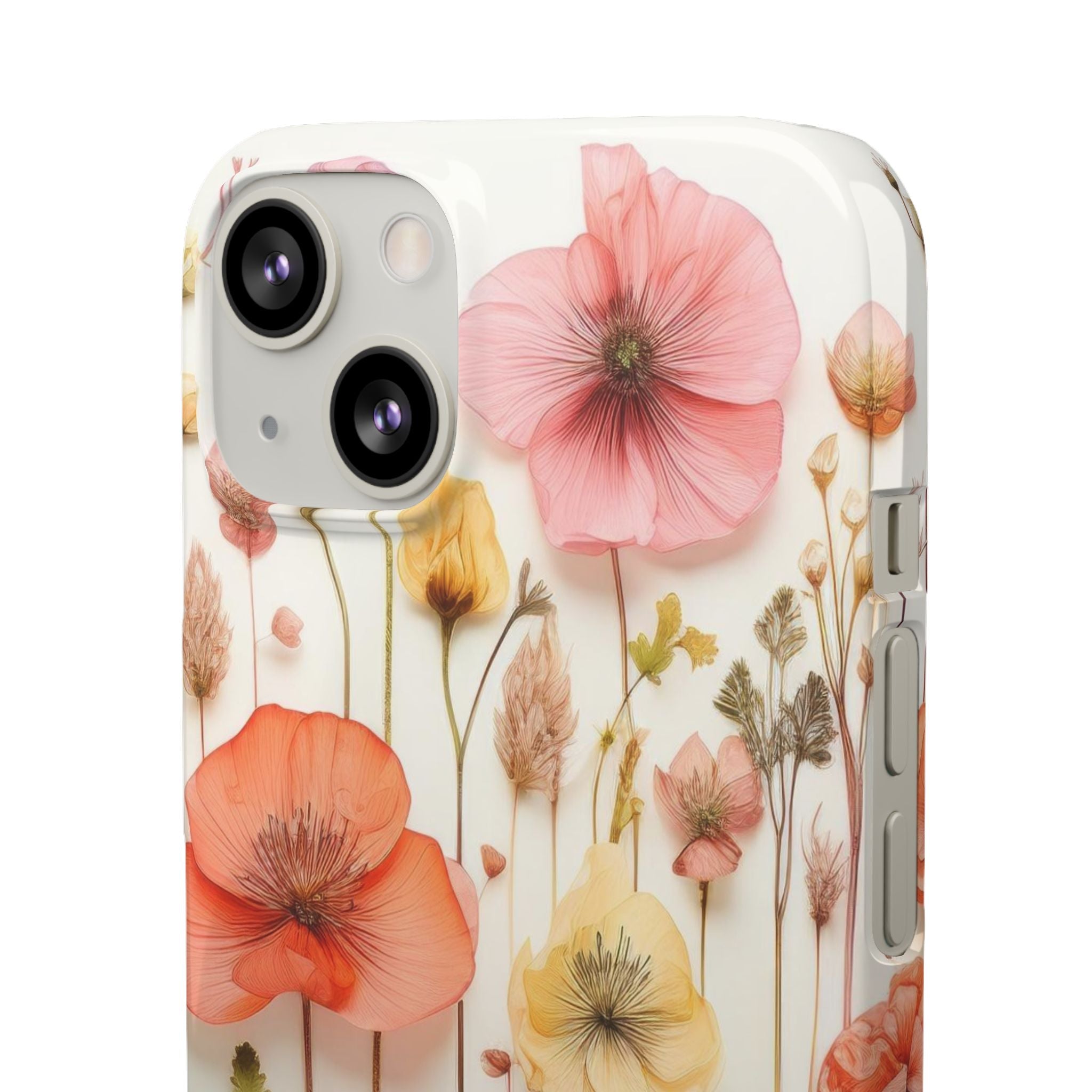 Pink Floral Pressed Flowers - Slim Case