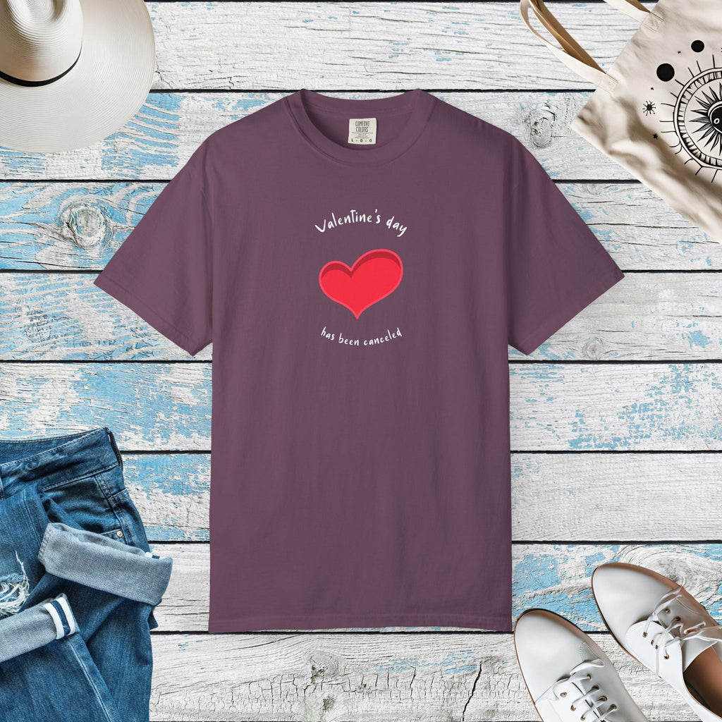 Anti Valentine's Day Cotton Tee - Garment Dyed Comfort - DipaliZ