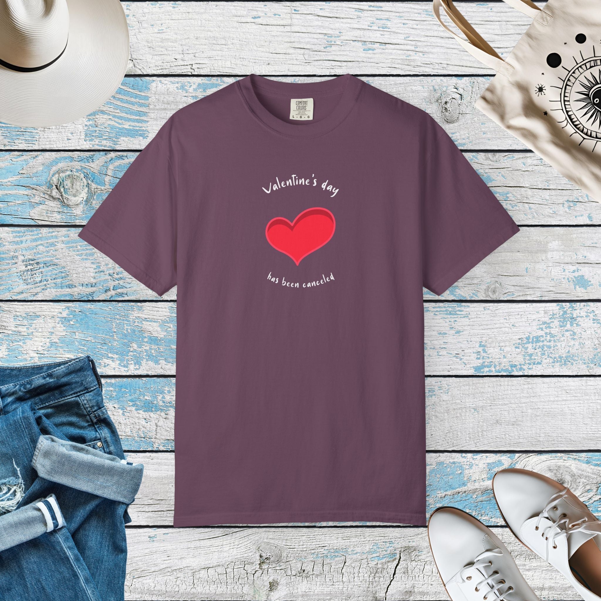 Anti Valentine's Day Cotton Tee - Garment Dyed Comfort - DipaliZ