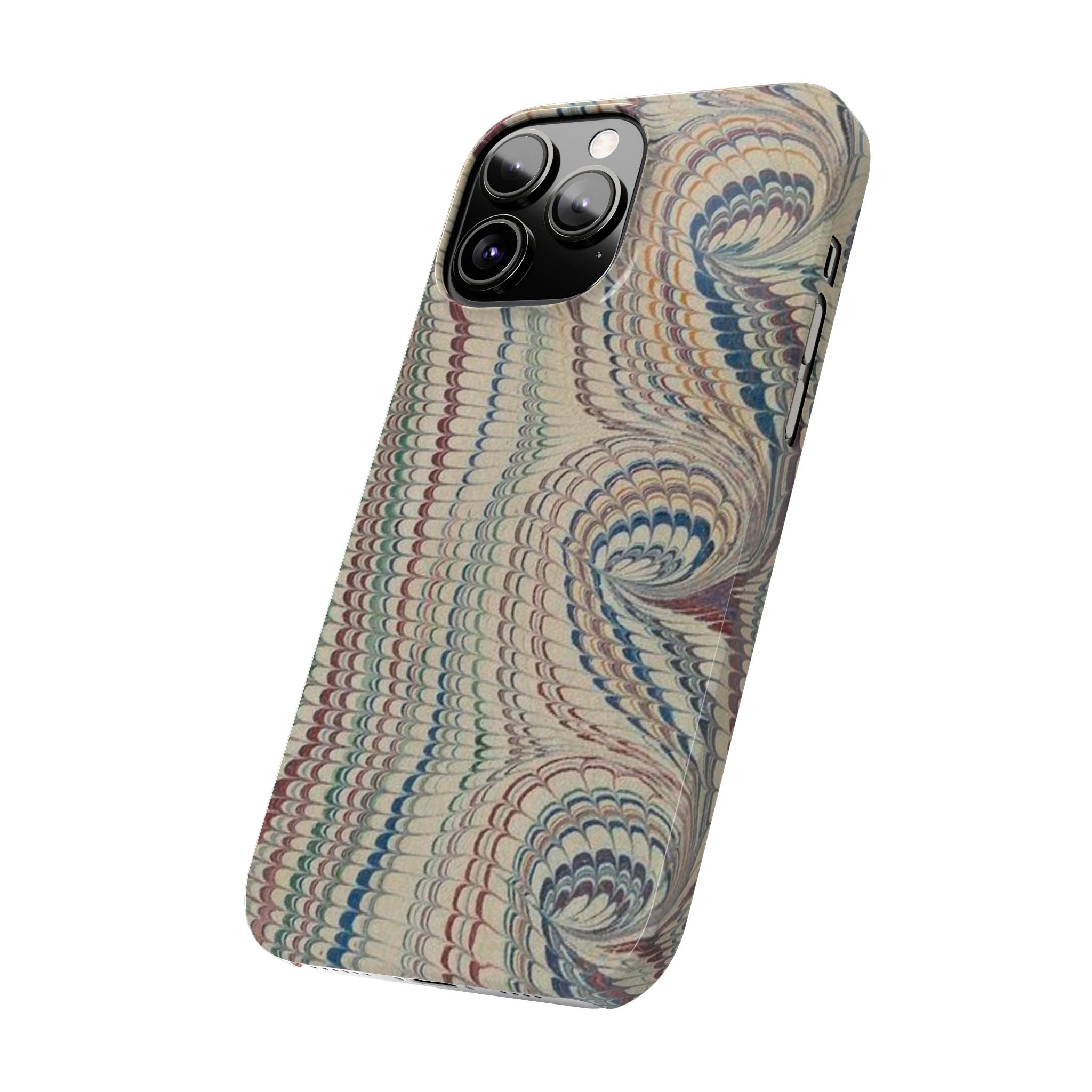 Italian Vintage Marbled Paper Design on iPhone Cases, Artistic Protection for Your Device in Elegant Beige, Blue, Burgundy