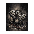 Checkerboard Dripping Hearts Poster - Gothic Black & White Matte Print