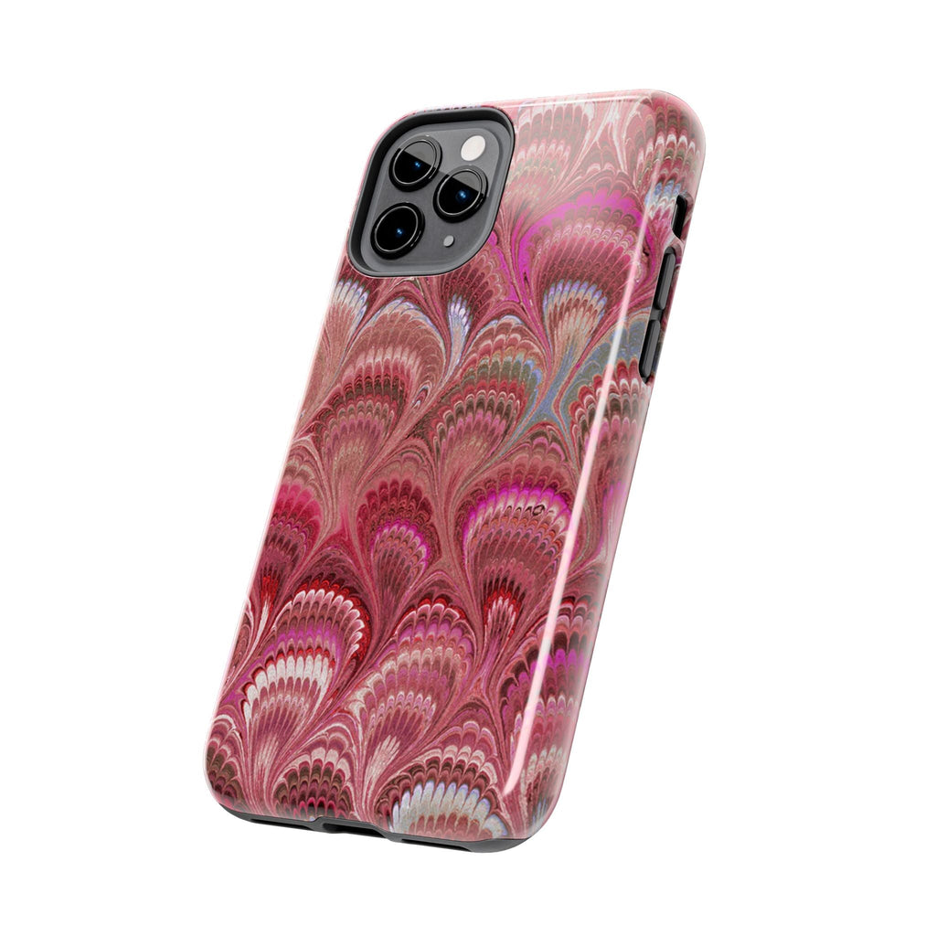 Pink Peacock Marble Italian Tough Phone Case — Durable Marbled Phone Case