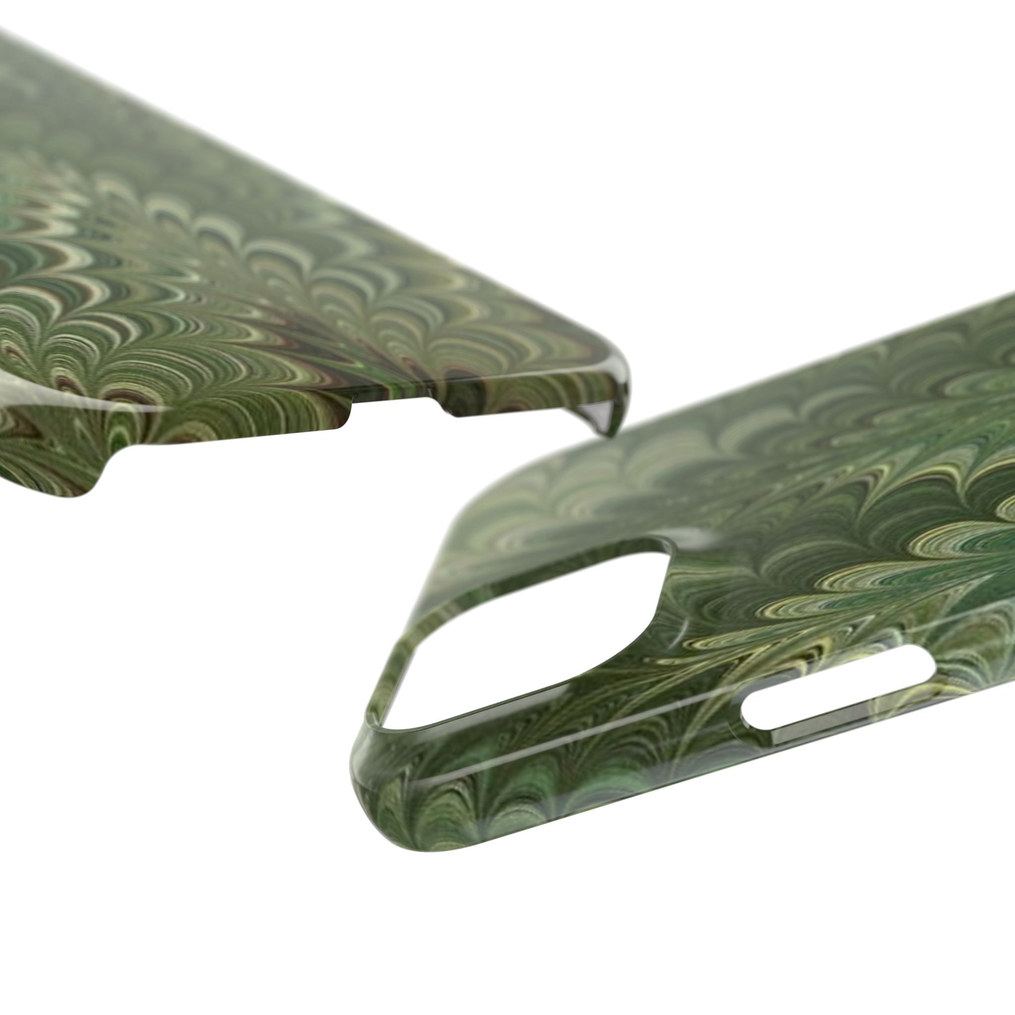 Deep Green Cheveron Marbled Phone Case - Single Layer Slim Case