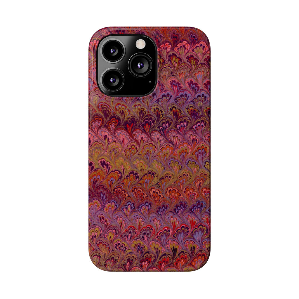 Reds, Lavenders, Marbled VIntage Design, Italian Feather Phone Case, Slim Phone Cases, IPHONE16 and all sizes