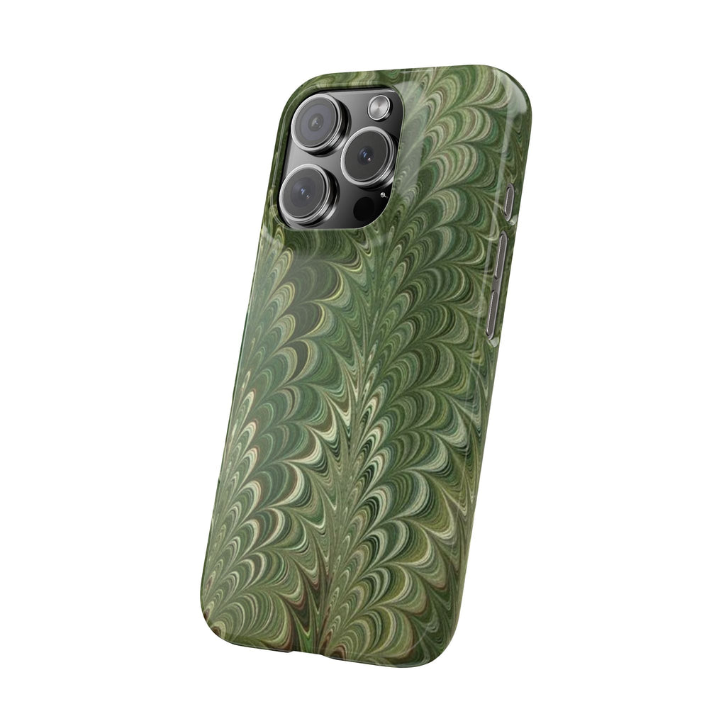 Deep Green Cheveron Marbled Phone Case - Single Layer Slim Case
