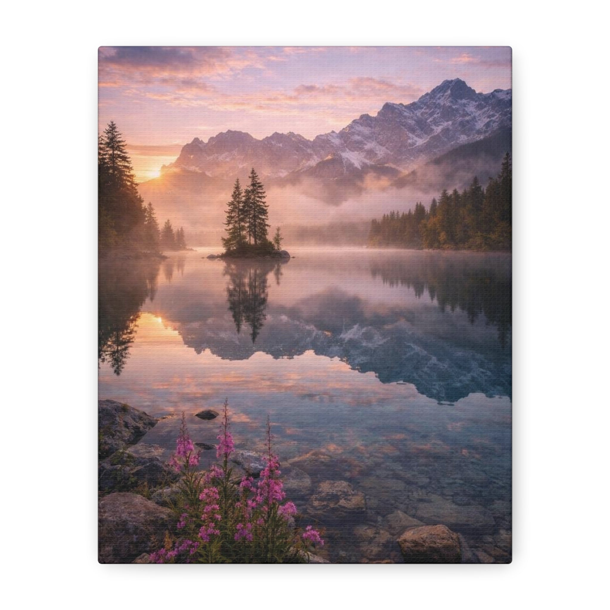 Sunrise Mountain Lake Matte Canvas Print