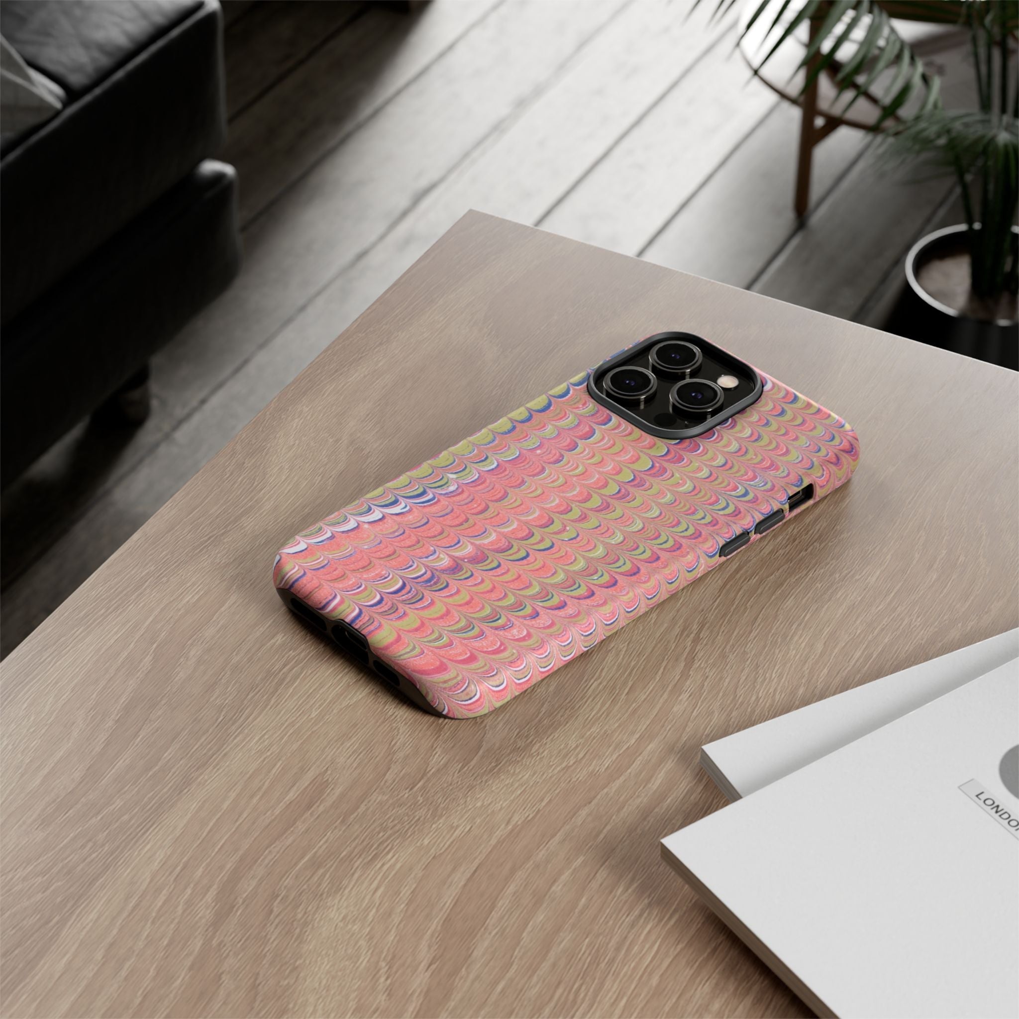 Pink Pastels Feather Marbled Vintage Design iPhone 16 + Samsung + Apple + Google - all models