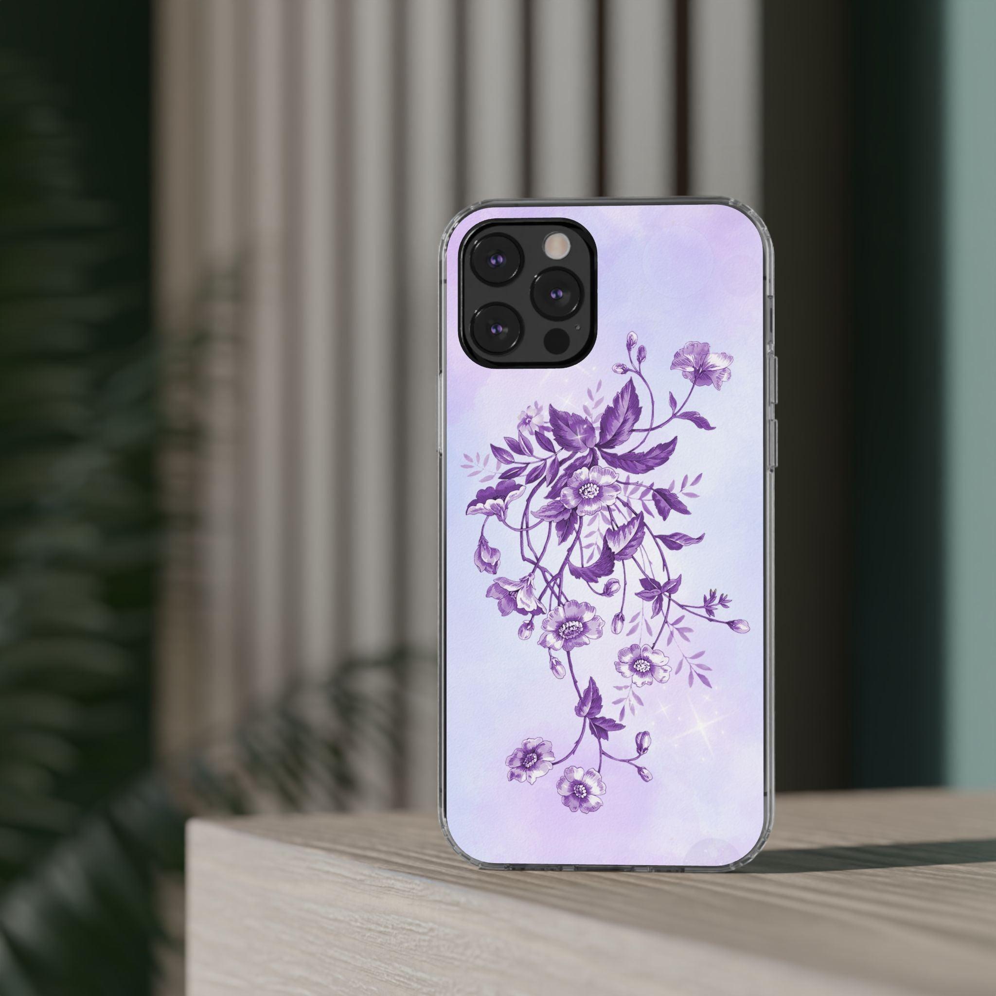 Floral design In Purple Clear Cases