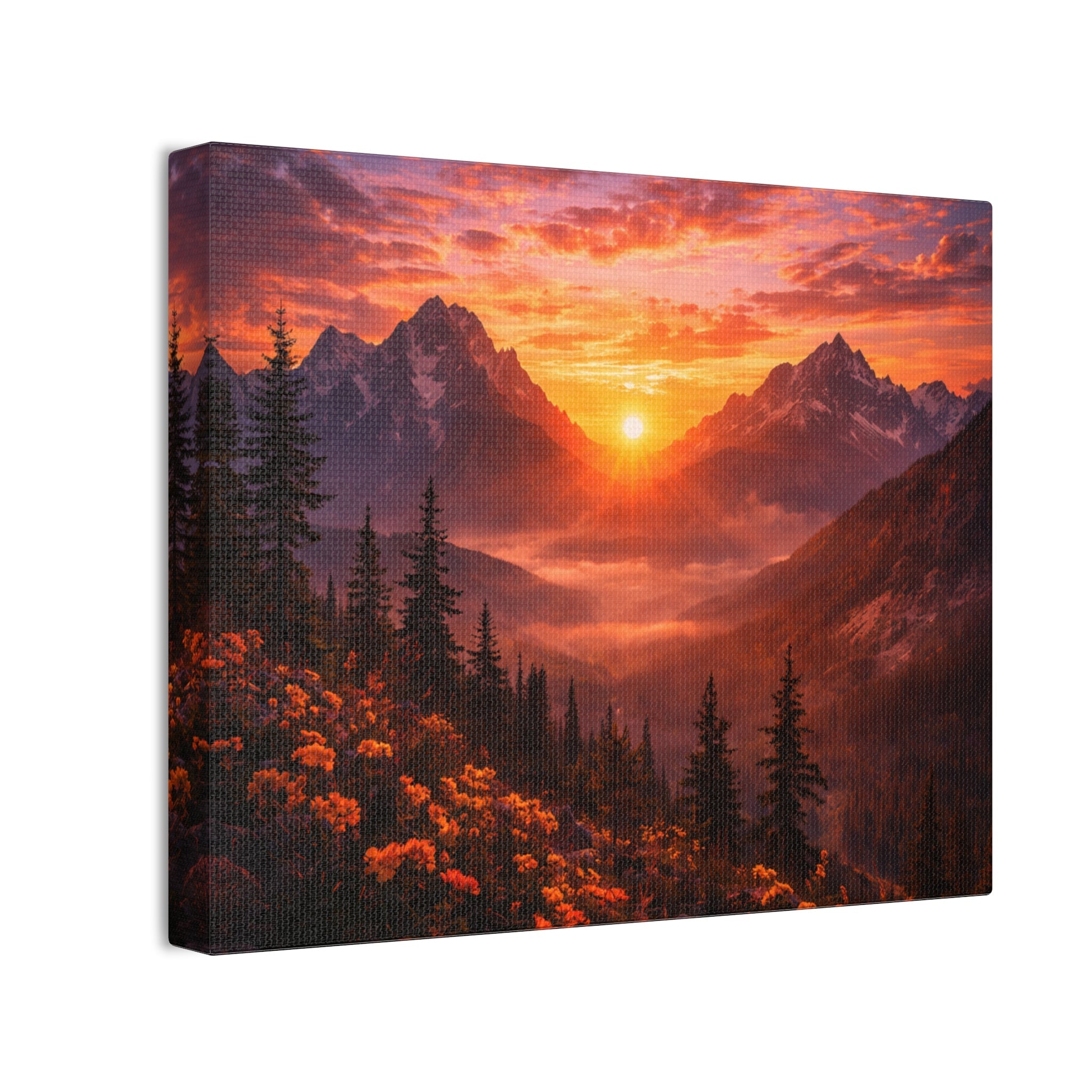 Sunset Mountain Canvas Wall Art — Majestic Alpine Sunrise Landscape