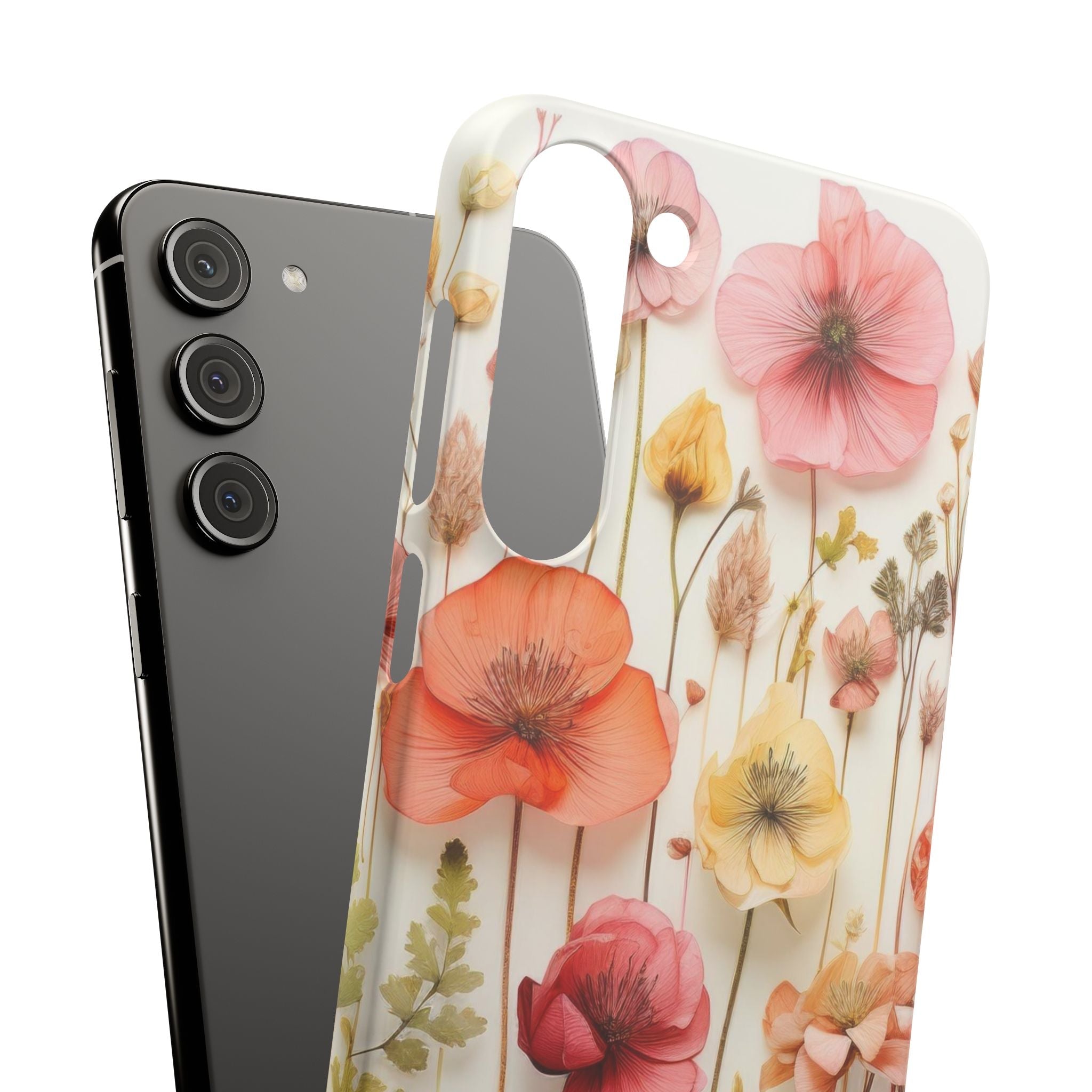 Pink Floral Pressed Flowers - Slim Case