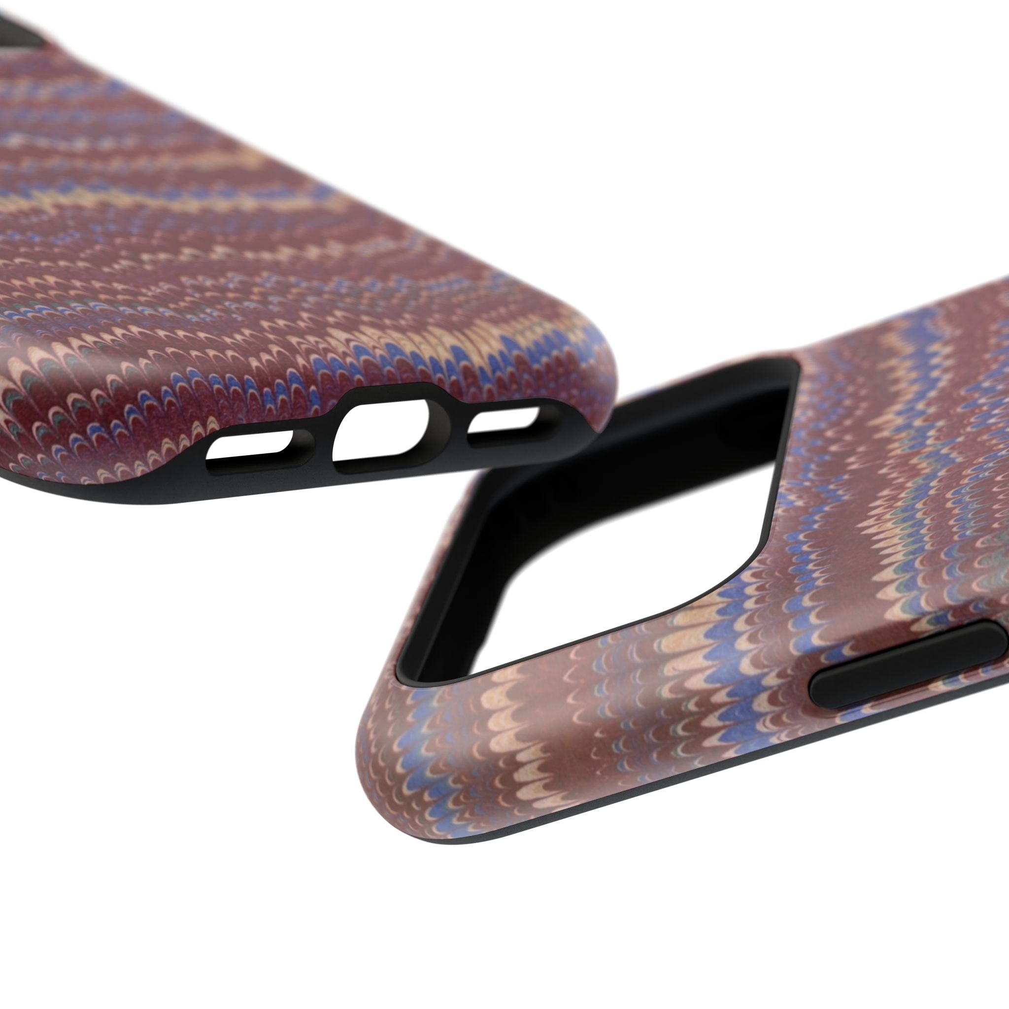 Burgundy and Blue Hues Italian Vintage Marble Design Phone Case for Apple + Samsung
