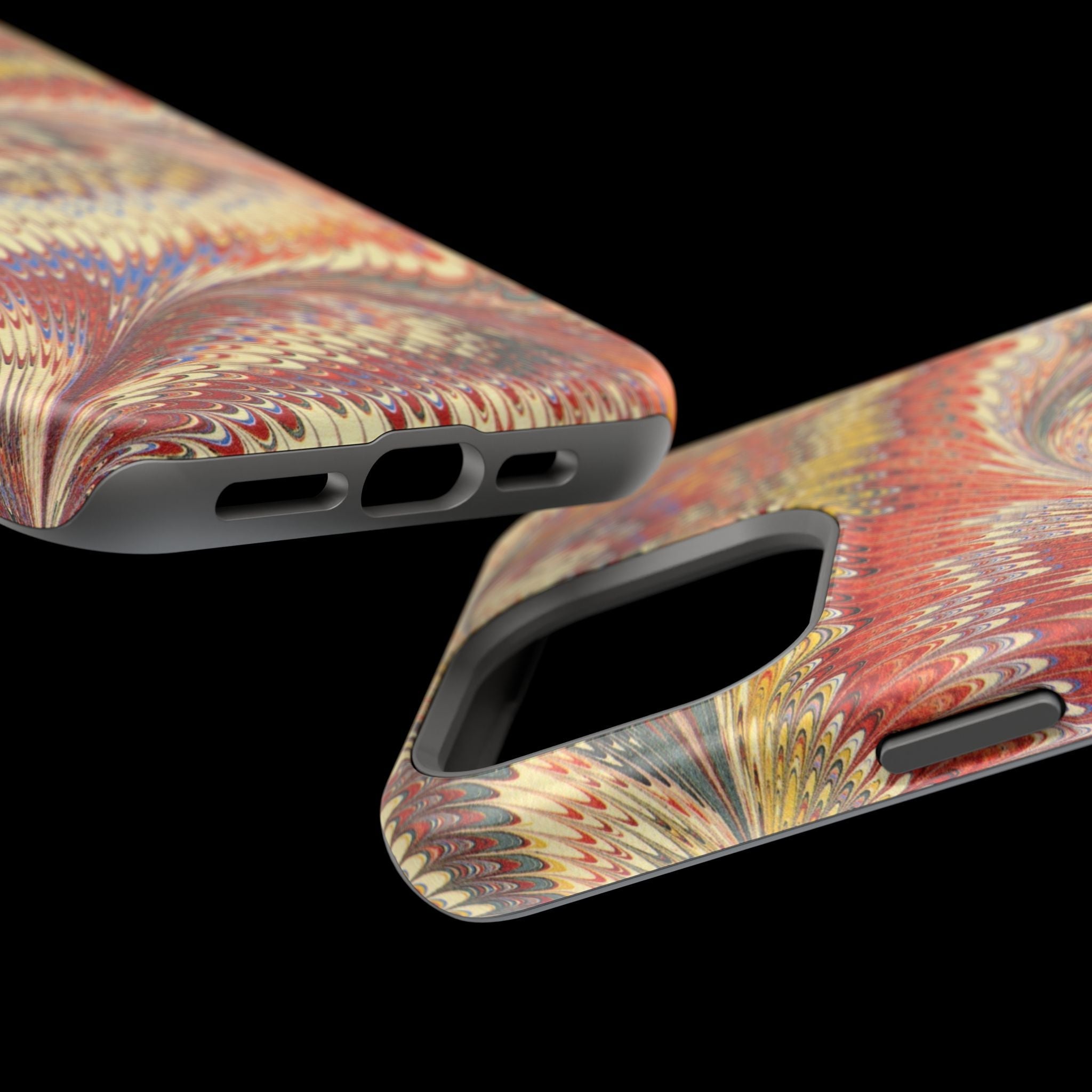 Rust + Gold Italian Marbled Design Magnetic MAG SAFE - Dual Layer Case - Glossy or Matte