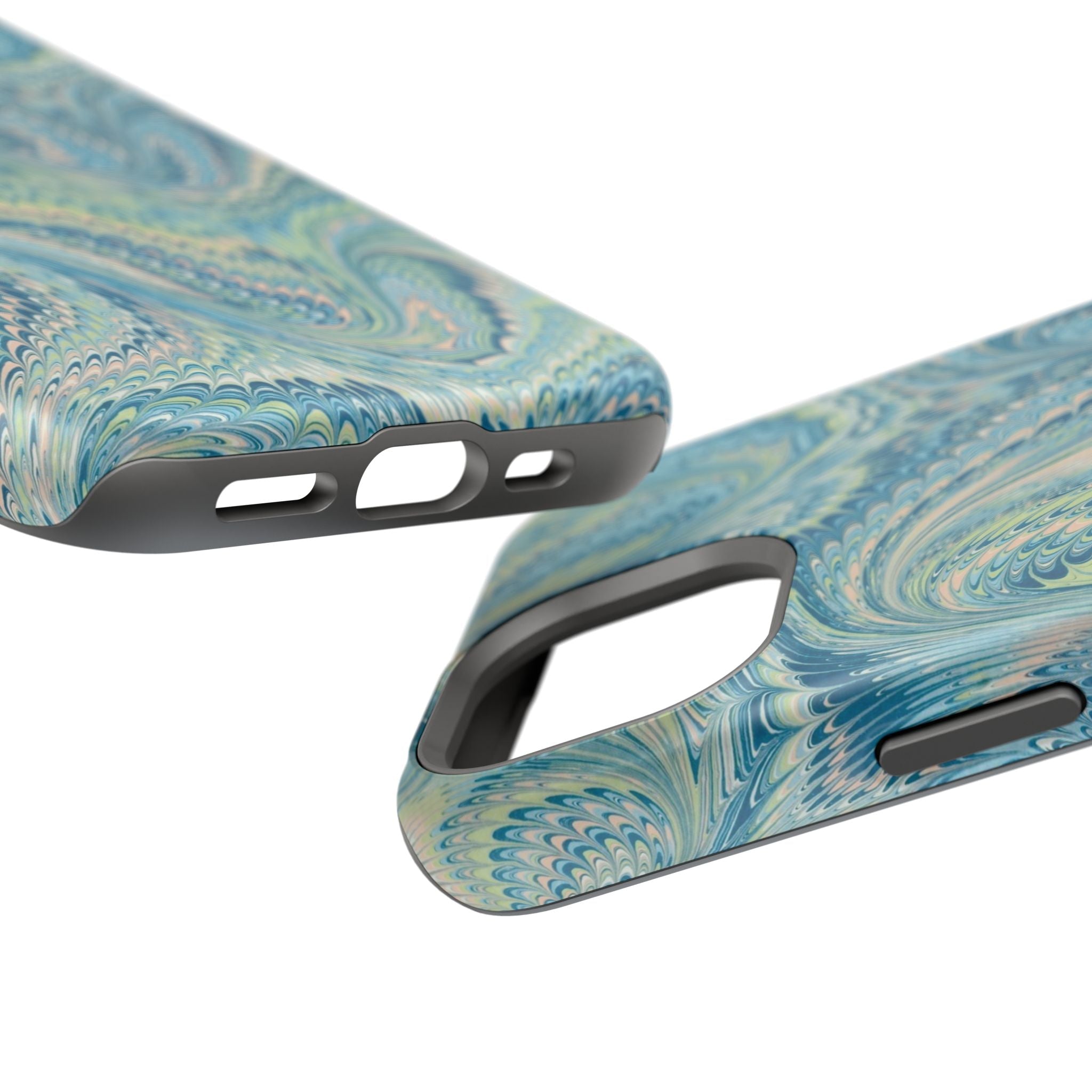 Aqua + Green Marble Phone Case - Impact-Resistant MAG SAFE - Dual Cover Design