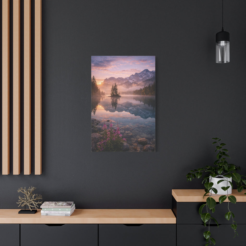 Sunrise Mountain Lake Matte Canvas Print