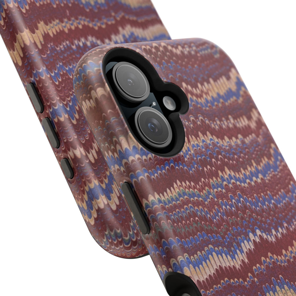 Burgundy and Blue Hues Italian Vintage Marble Design Phone Case for Apple + Samsung