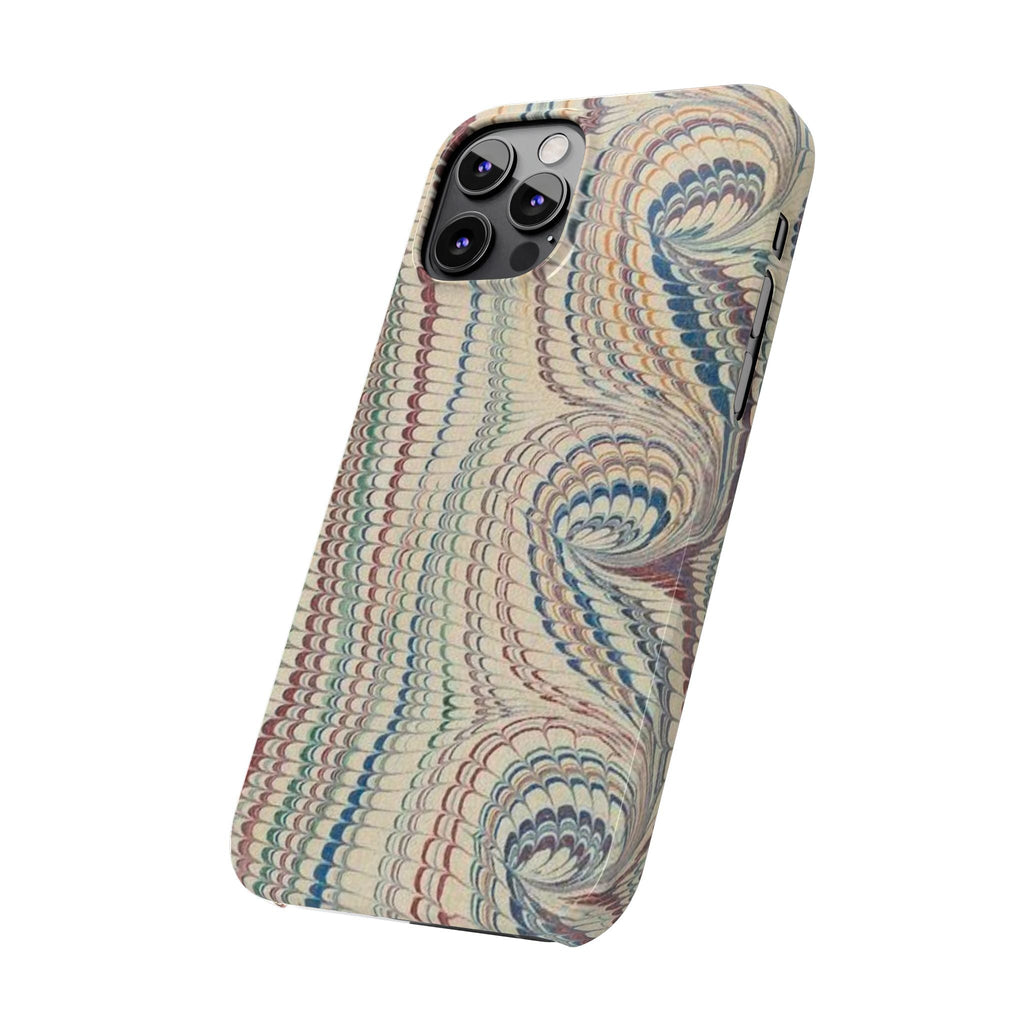 Italian Vintage Marbled Paper Design on iPhone Cases, Artistic Protection for Your Device in Elegant Beige, Blue, Burgundy