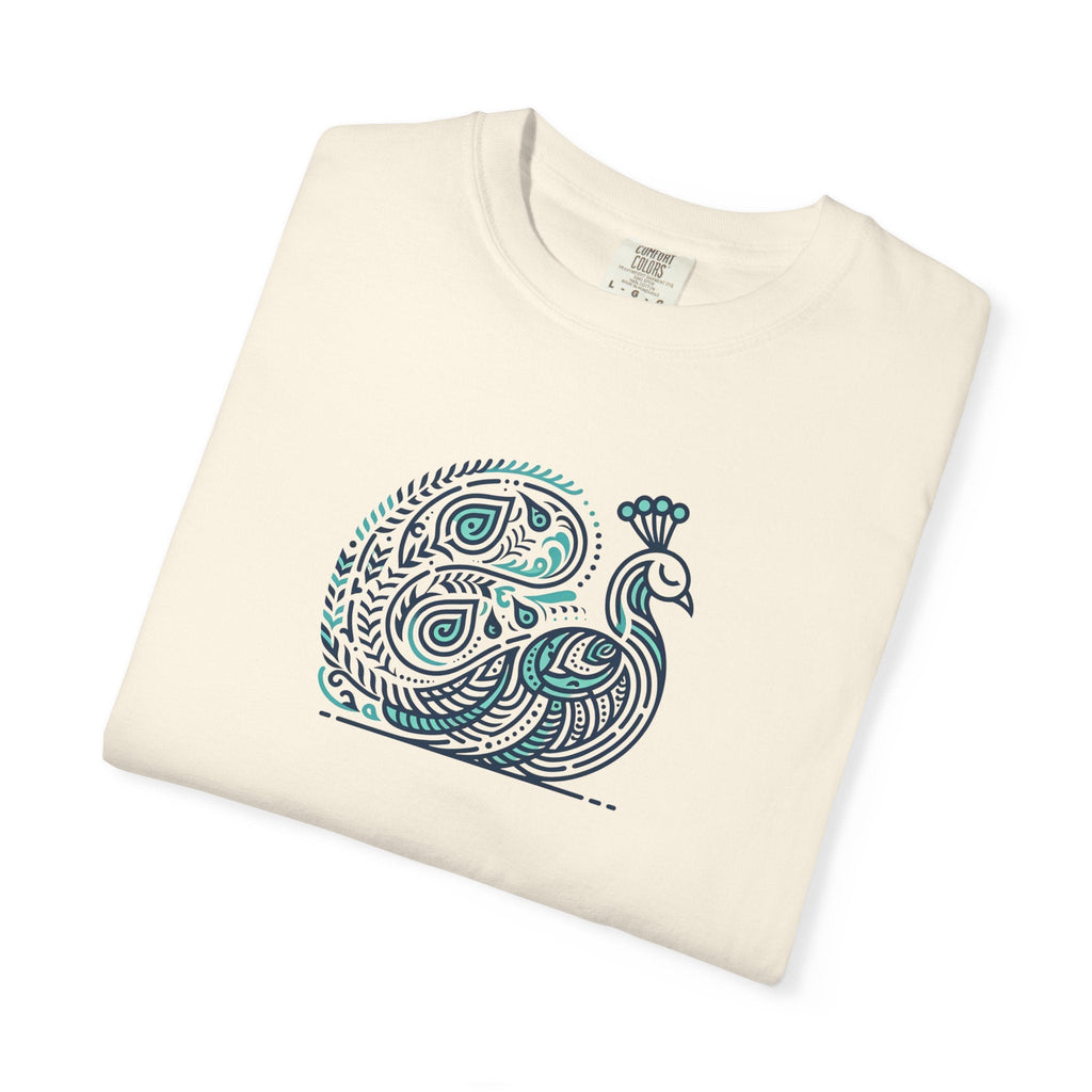 Peacock Cotton Tee - Garment Dyed Eco-Friendly Gift - DipaliZ