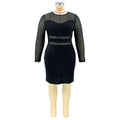 Plus Size Women's Sexy See-through Mesh Stitching Dress