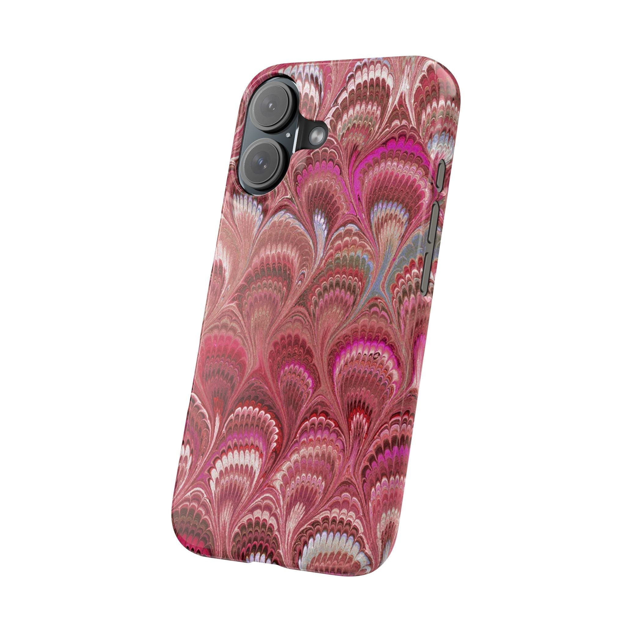 Shades of Bright Pink Feather Marbled Phone Case - Single Layer Slim Case