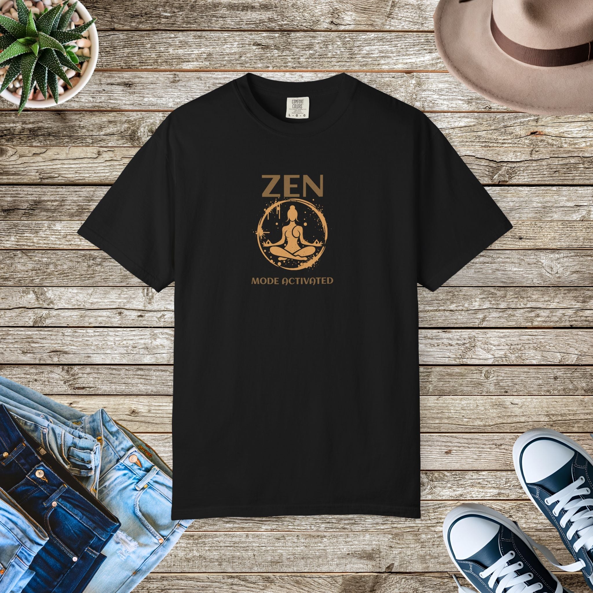 Zen Mode Activated Tee - Yoga Garment-Dyed Cotton - DipaliZ