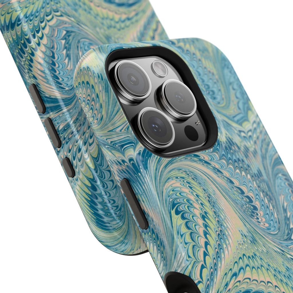 Aqua + Green Marble Phone Case - Impact-Resistant MAG SAFE - Dual Cover Design