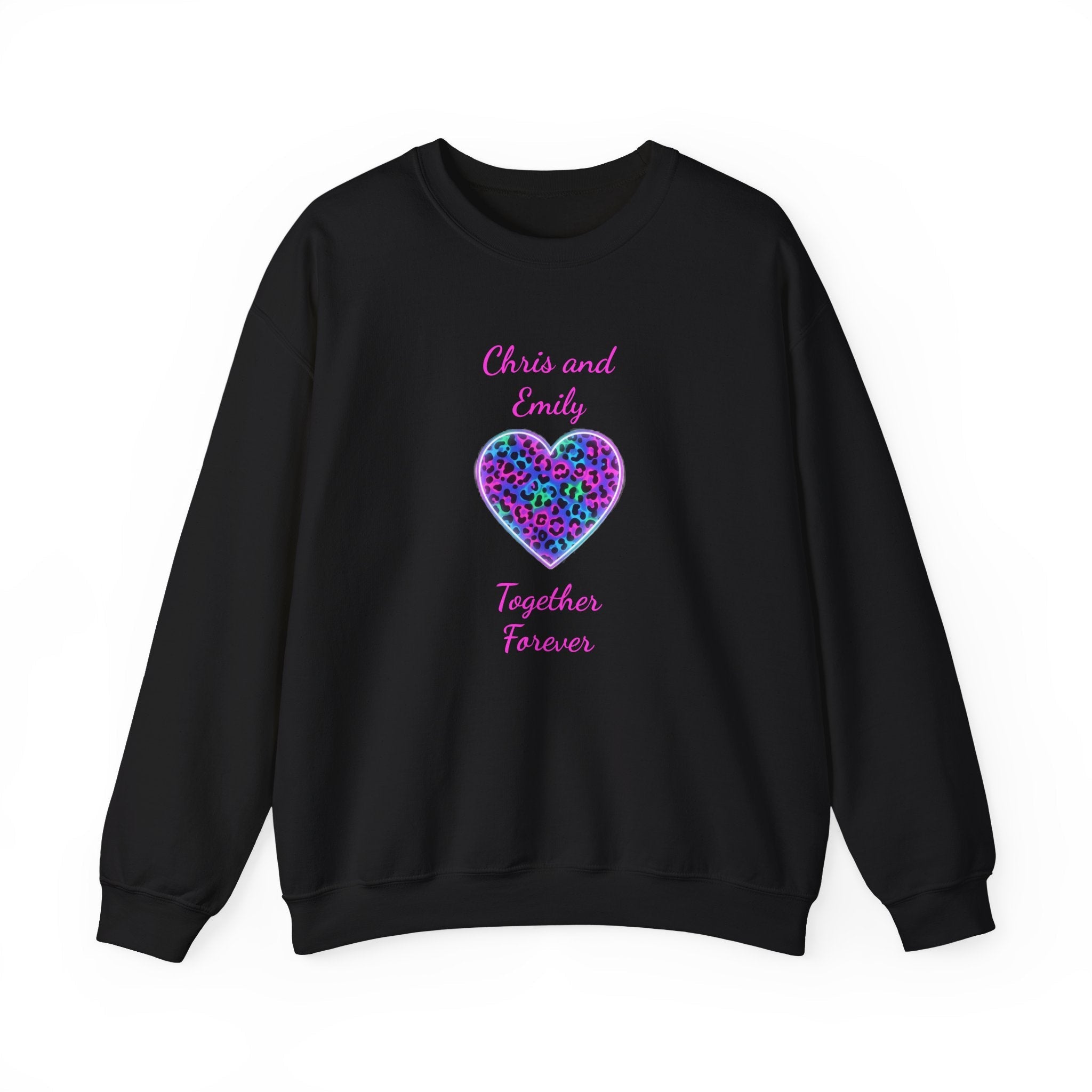 Personalized Heart Crewneck Sweatshirt - Customizable Couple Pullover